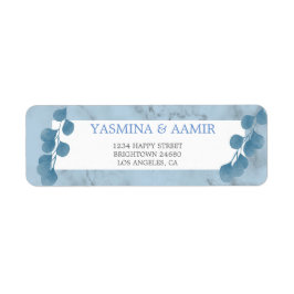 Etiqueta Casamento Eucalyptus Foliage Blue Texture Endereço