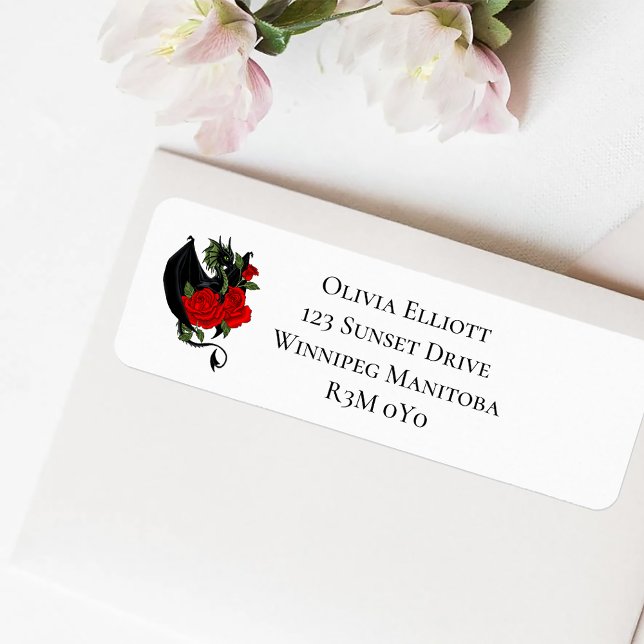 Etiqueta Casamento Fantasia de Rosas vermelhas de Dragão Ne (Criador carregado)