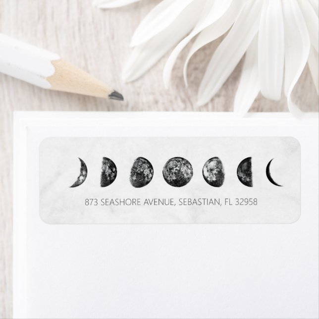 Etiqueta Casamento Fases da Lua em Mármore Cinza Celestial (Insitu)