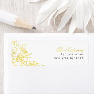 Etiqueta Casamento floral amarelo & cinzento bonito