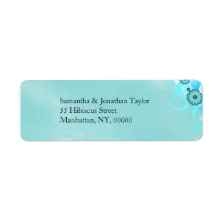 Etiqueta Casamento Floral Azul-Turquesa Azul-Azul-Azul-Azul
