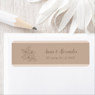 Etiqueta Casamento Floral Bege Elegante