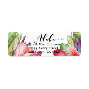 Etiqueta Casamento Floral Botânico Tropical Flores Havaiana