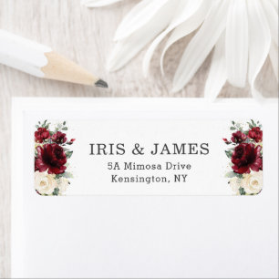 Etiqueta Casamento Floral Branca de Ivória com Burgundy, R