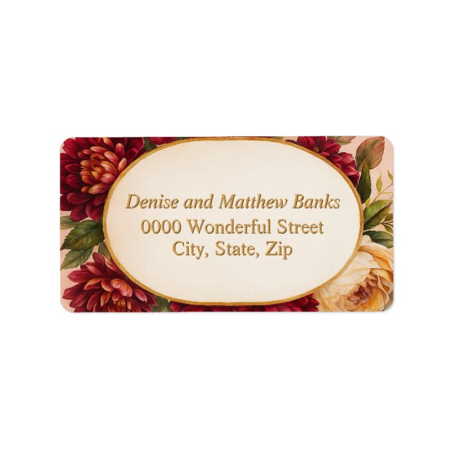 Etiqueta Casamento Floral de Aquarelas Blush Burgundy (Frente)