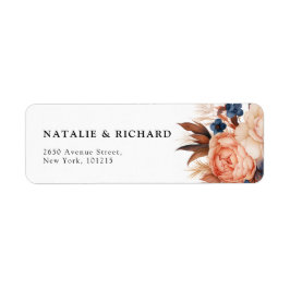 Etiqueta Casamento floral de cor azul Dusty & Terracotta