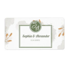 Etiqueta Casamento Floral de Moldura Dourada Elegante e Fol