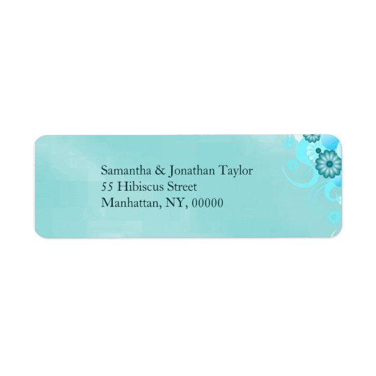 Etiqueta Casamento floral de turquesa azul escura da