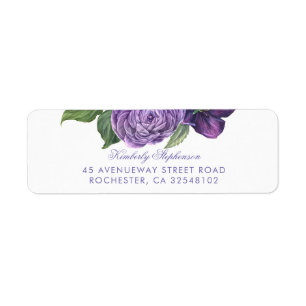 Etiqueta Casamento floral do vintage roxo