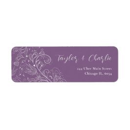 Etiqueta Casamento Floral Elegante Roxo Dusty