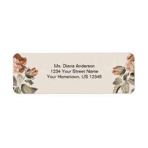 Etiqueta Casamento Floral em Terracota Vintage e Verde-Salv