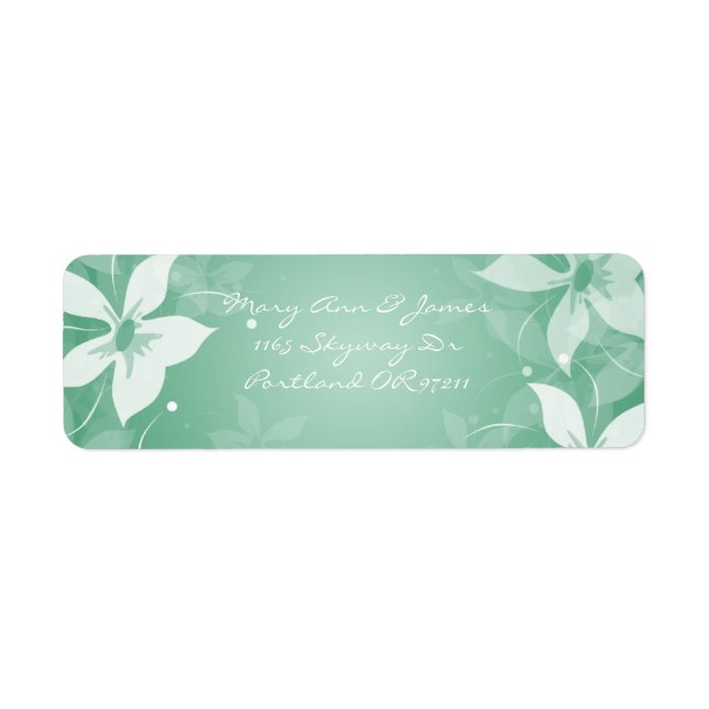 Etiqueta Casamento Floral Endereço Blooms Exótico Mint Gree (Frente)