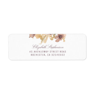Etiqueta Casamento floral malva e Dourado