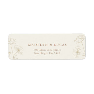 Etiqueta Casamento Floral Marrom Claro Ivory Minimalista