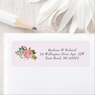 Etiqueta Casamento Floral Pintado à Mão Romântico Elegante