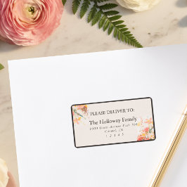 Etiqueta Casamento Floral Pintado com Tonalidade Romântica