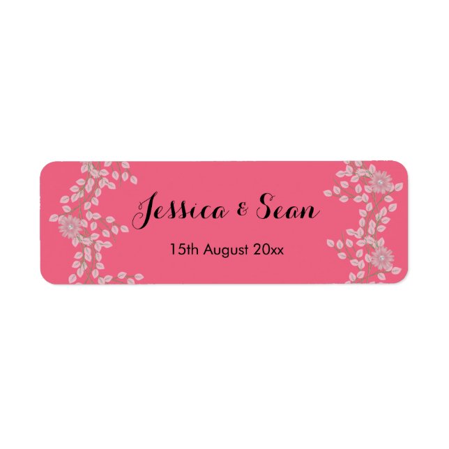Etiqueta Casamento Floral Rosa Chic e Pérolas (Frente)
