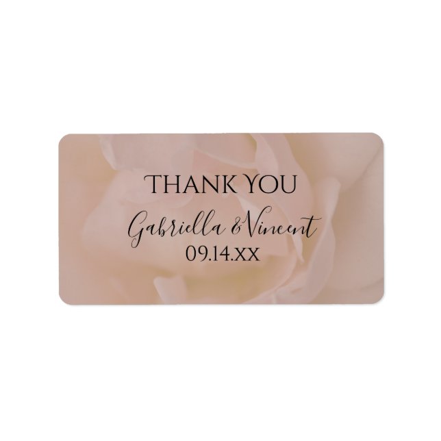 Etiqueta Casamento Floral Rosa Rosa Rosa Rosa Pálida Obriga (Frente)