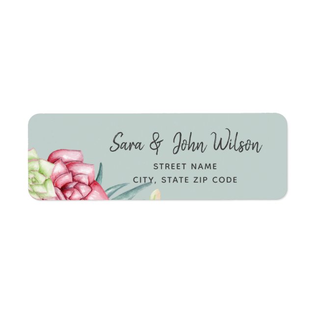 Etiqueta Casamento Floral Rustic Succulent Cactus Rosa (Frente)