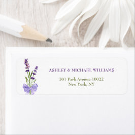 Etiqueta Casamento Floral Simples de Lavanda Roxo