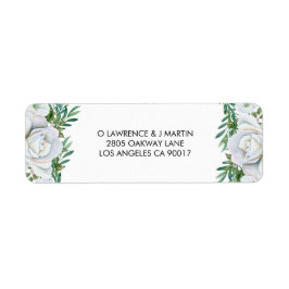 Etiqueta Casamento Foliar de Rosas Brancas Greenery