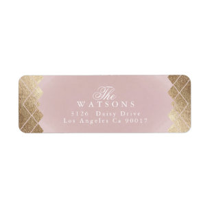 Etiqueta Casamento Gatsby Dourado Geométrico Rosa