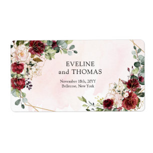 Etiqueta Casamento geométrico de ouro vermelho-escuro