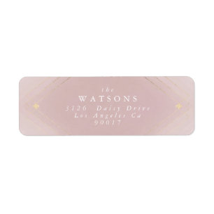 Etiqueta Casamento Geométrico Dourado de Deco Gatsby, Rosa