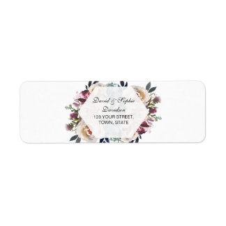 Etiqueta Casamento Geométrico Elegante Azul Cor-de-Rosa