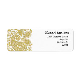 Etiqueta casamento índio Dourado paisley damask