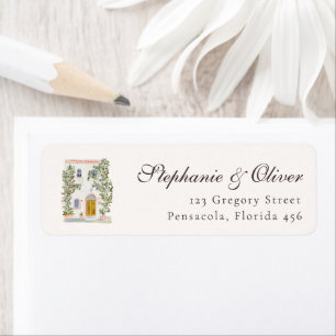 Etiqueta Casamento Italiano Mediterrâneo com Aquarela Paste