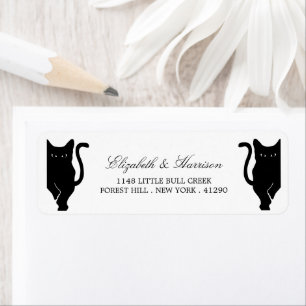 Etiqueta Casamento lunático moderno do gato preto