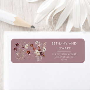 Etiqueta Casamento Mauve das Flores de Queda Whimísica