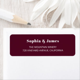 Etiqueta Casamento Minimalista Burgundy da Tipografia Negra