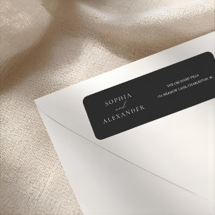 Etiqueta Casamento Mínimo Negro Elegante