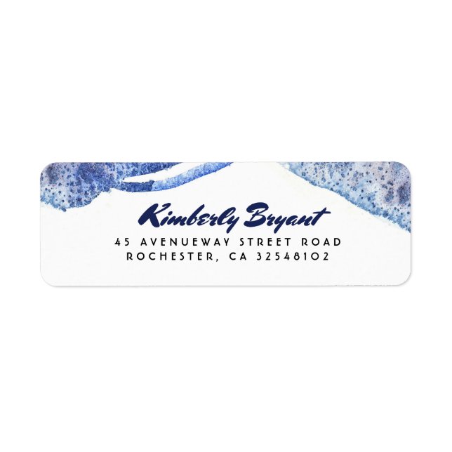 Etiqueta Casamento Moderno de Cristal de Água Azul (Frente)