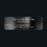 Etiqueta Casamento Moderno de Folha Metálica Negra Elegante<br><div class="desc">Rótulo de Endereço de Devolução de Casamento Preto e Moderno. O texto deste adesivo de script de pincel com letra manual pode ser atualizado e personalizado com seu nome. Esta etiqueta de endereço de devolução faz parte de uma coleção de casamento correspondente e itens adicionais podem ser solicitados contatando o...</div>