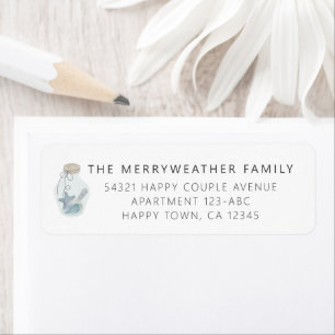 Etiqueta Casamento Moderno de Seashell Náutica Elegante