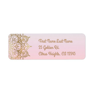 Etiqueta Casamento moderno Glam do pêssego Dourado do rosa