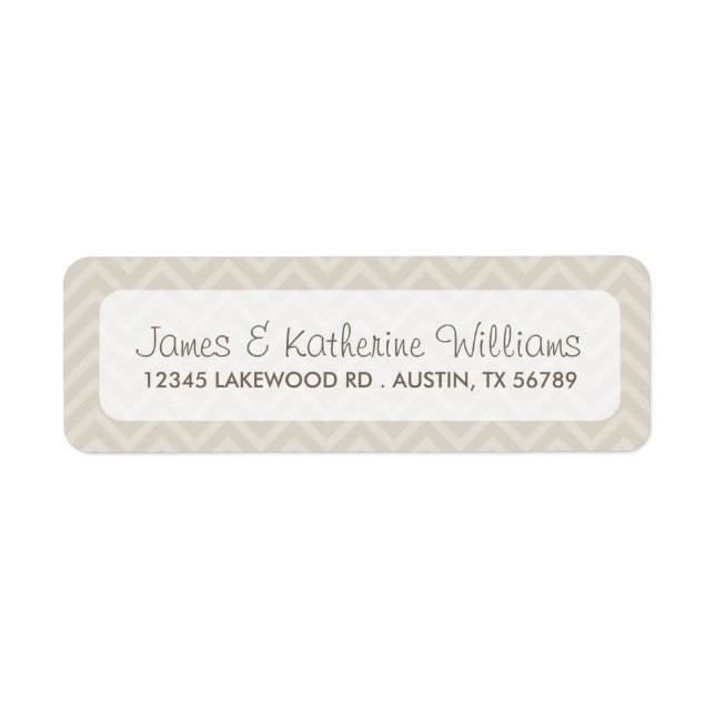 Etiqueta Casamento Moderno Linen Beige Chevron Stripes (Frente)
