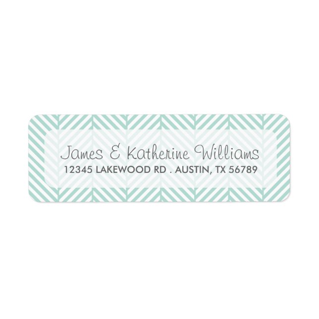 Etiqueta Casamento Moderno Mint Herringbone Chevron (Frente)