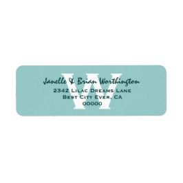 Etiqueta Casamento Moderno Simples Aqua Monograma V09