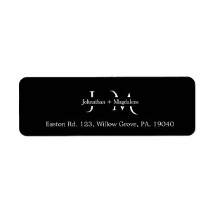 Etiqueta Casamento Monograma Preto e Branco Minimalista