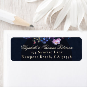 Etiqueta Casamento Negra Mauve Romântico Floral Romântico E