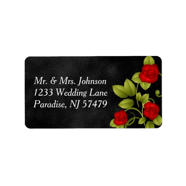Etiqueta Casamento negro e Rosa vermelha (Frente)