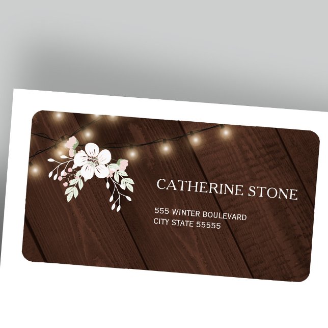 Etiqueta Casamento no inverno Elegante Rustico | Madeira de (Criador carregado)