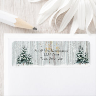 Etiqueta Casamento no inverno Sparkle Snowflakes Pine Trees