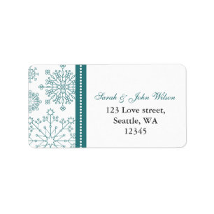 Etiqueta Casamento no inverno Teal White Snowflakes
