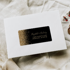 Etiqueta Casamento Ouro Preto Brilho Falso RSVP Auto-Endere