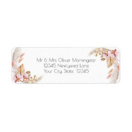 Etiqueta Casamento | Pastel Pampas de Marfim Rosa